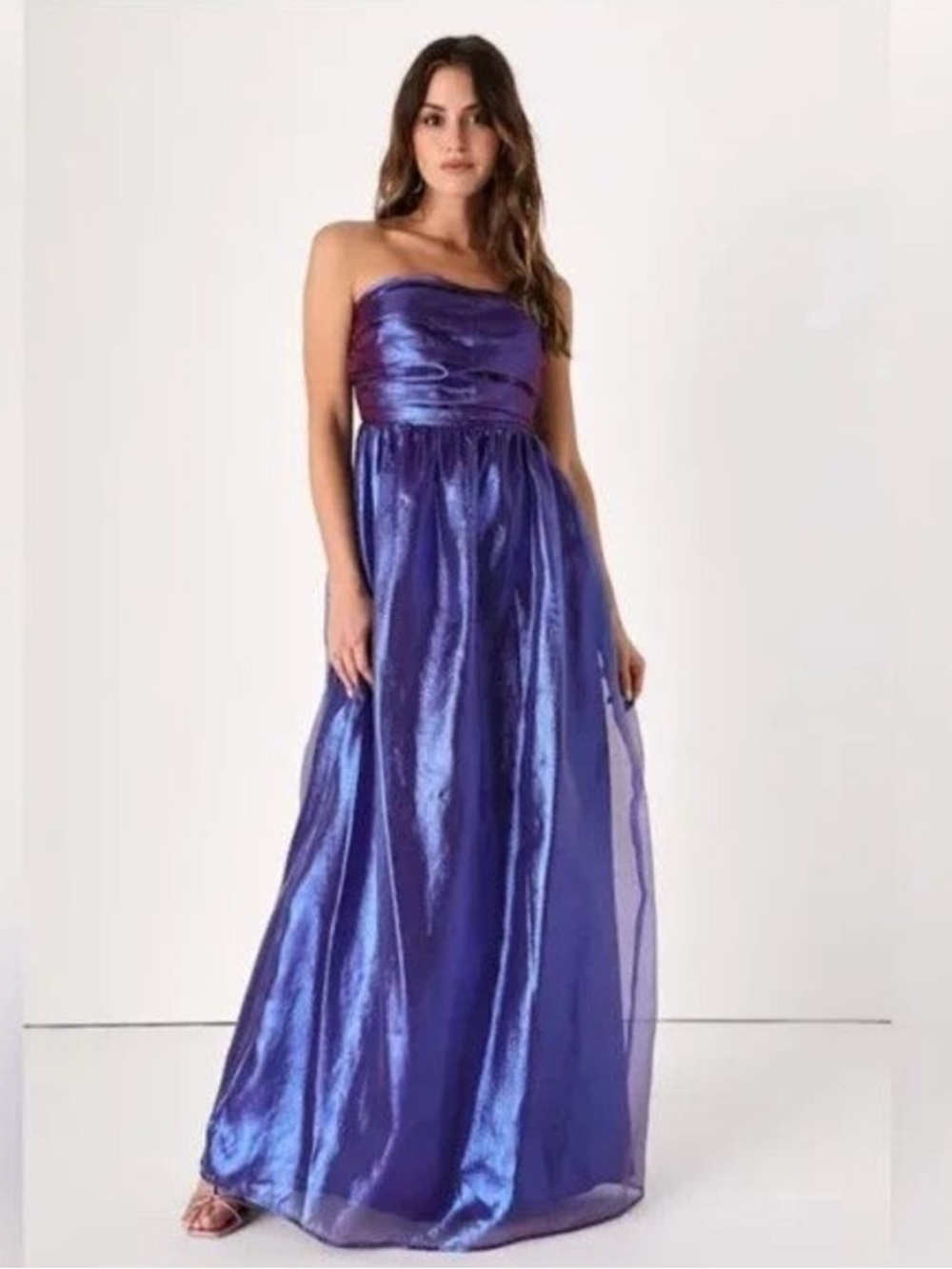 NWT Lulus Strapless Metallic Evening Gown - Purple